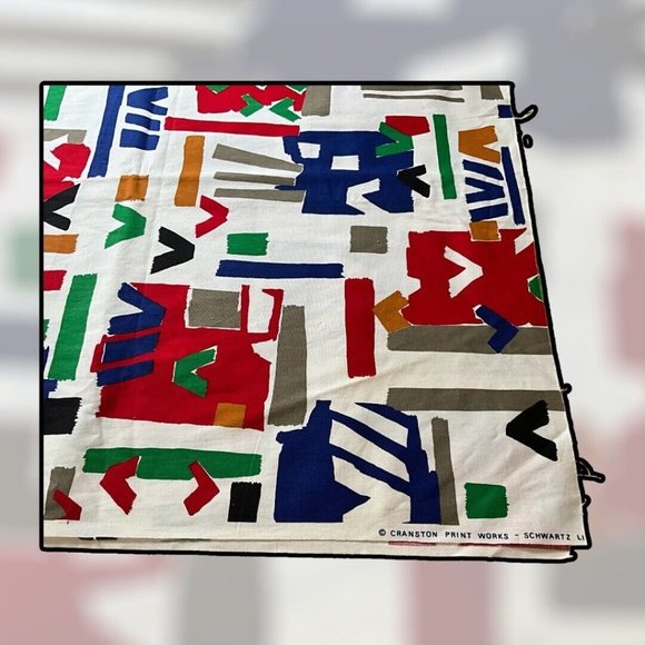 Cranston Print Works Aswartz Liebman Tex Cotton Fabric Geometric Primary Colored - Picture 4 of 15